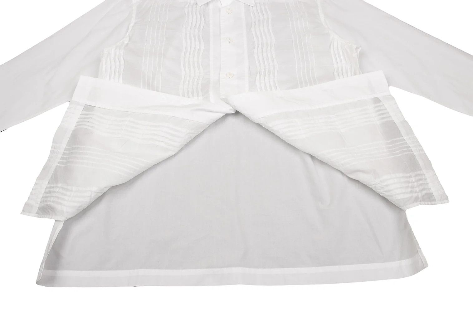 Issey Miyake Front Wave Pleats Design Long Sleeve Shirt in Off-White Size US S / EU 44-46 / 1 - 9 Thumbnail