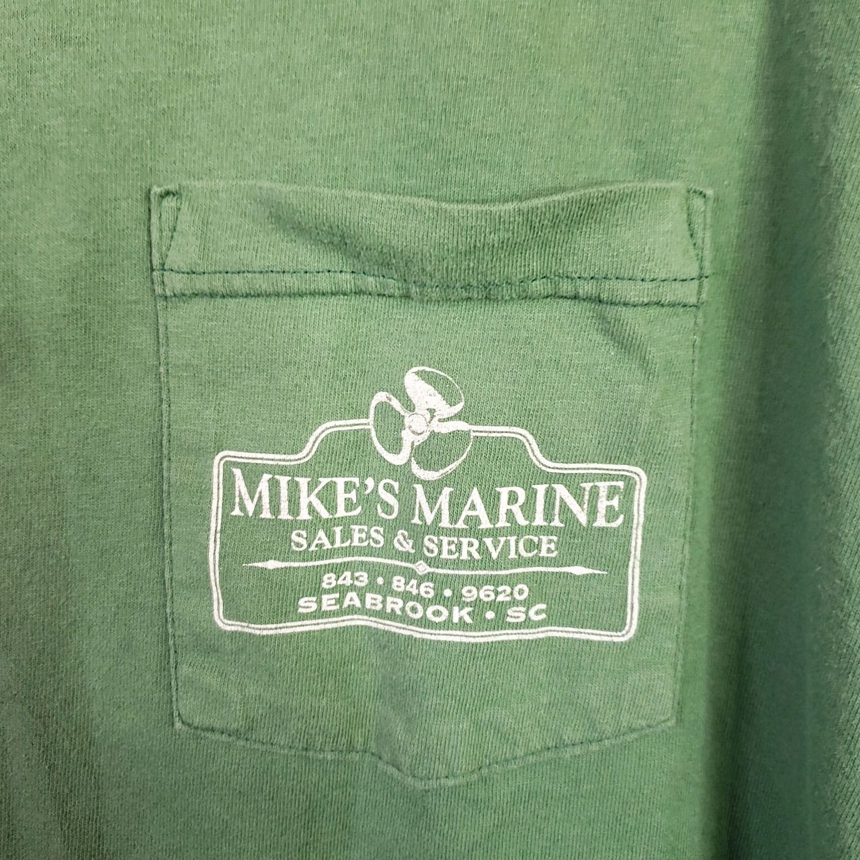 Anvil Mike's Marine Men XL Green T-Shirt Tee Short Sleeve Graphic Pocket Front Back Logo Floral Lowcountry Pluff Beaufort SC Adidas Performance Tee Mens Size US XL / EU 56 / 4 - 4 Thumbnail