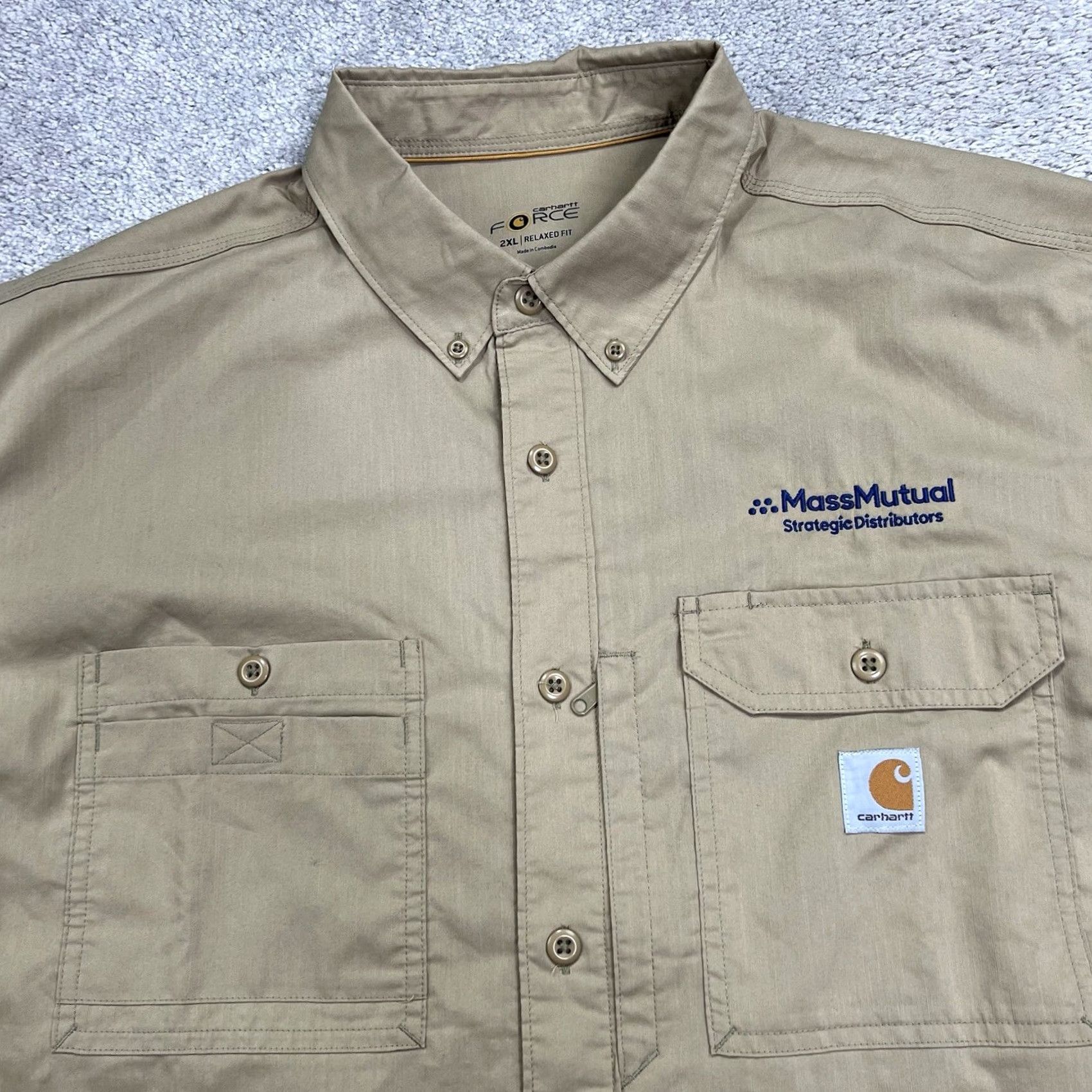 Carhartt Carhartt Force Ridgefield Shirt Mens 2XL Long Sleeve Embroidered Beige Relaxed Fit Button-Up Casual Workwear EUC Size US XXL / EU 58 / 5 - 3 Thumbnail