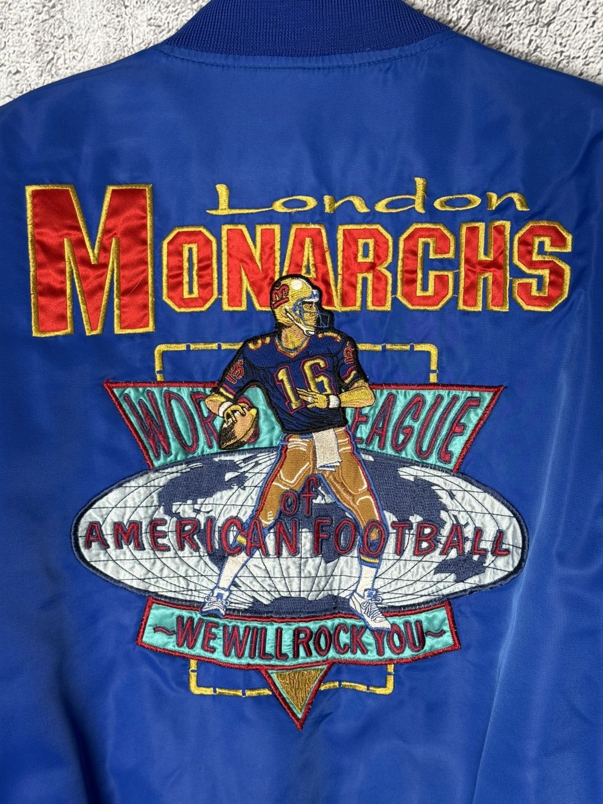 Starter Vintage London Monarchs Wolrd League NFL Bomber Jacket Size US L / EU 52-54 / 3 - 4 Thumbnail