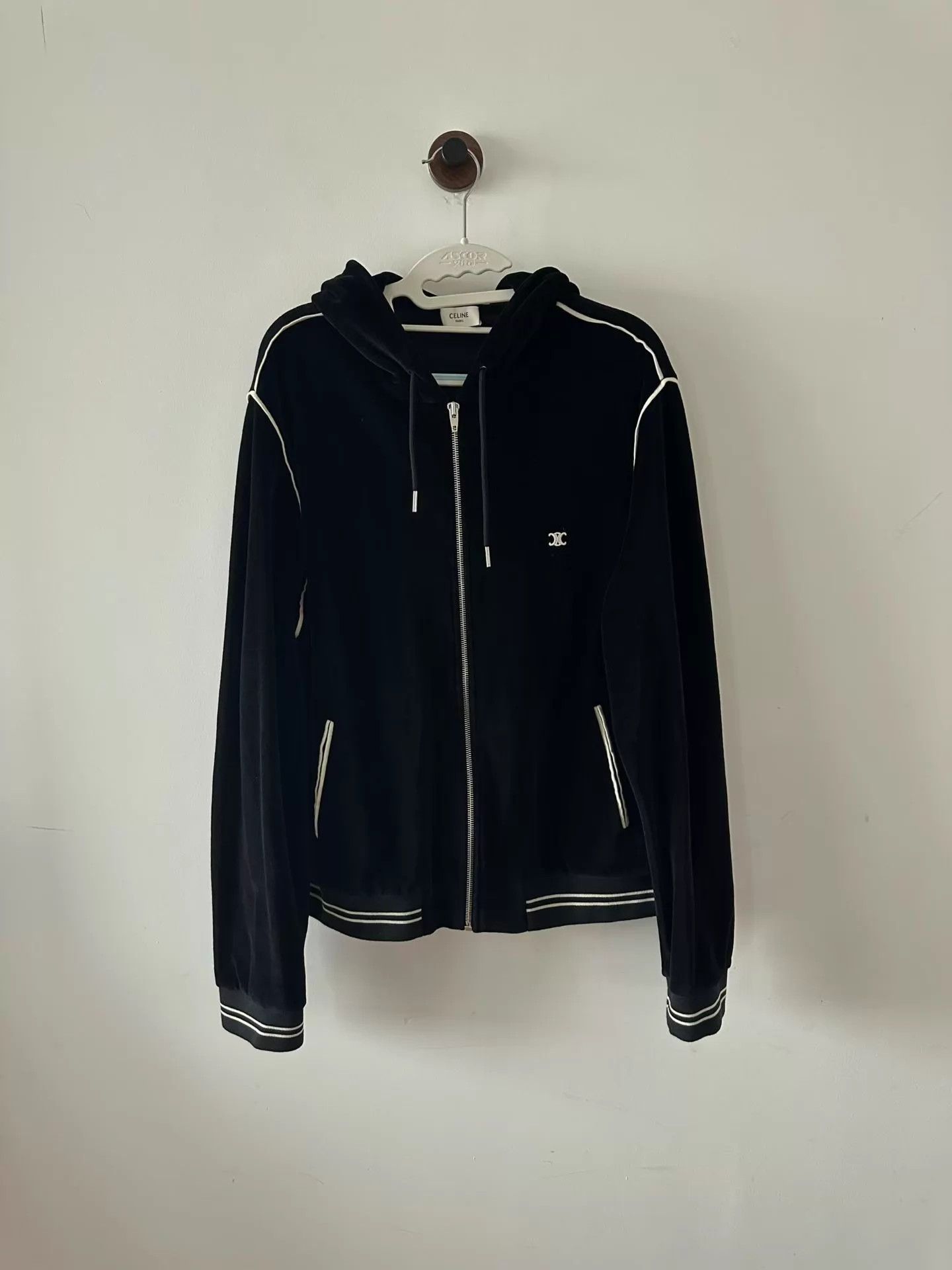 Celine Celine Black Velvet Hooded Jacket XL New Size XL / US 12-14 / IT 48-50 - 1 Thumbnail