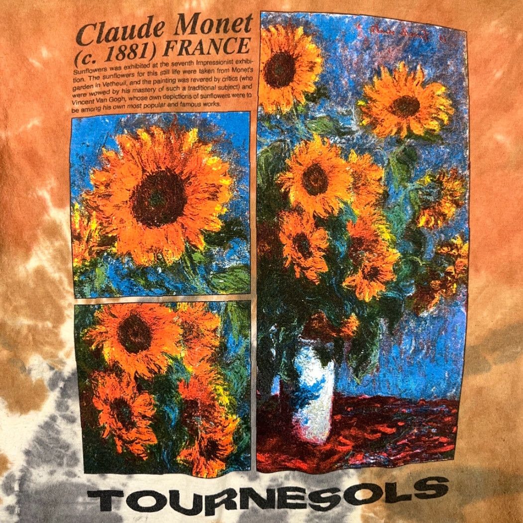 Sunflower Monet Shirt Adult MEDIUM Brown Sunflower Painting Art Tie Dye Tournesols Floral Mens Shirt Size US M / EU 48-50 / 2 - 2 Thumbnail