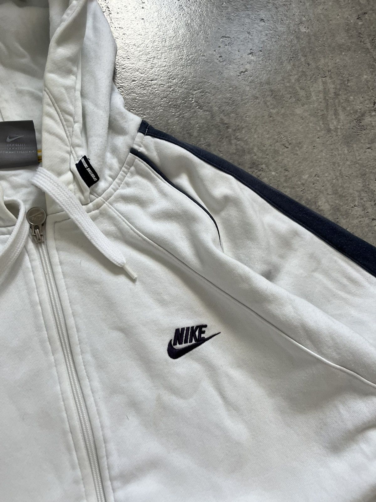 Vintage Retro 1990s Grey & Khaki Green Nike 1/2 Zip Pull Over Hooded Sweat XL