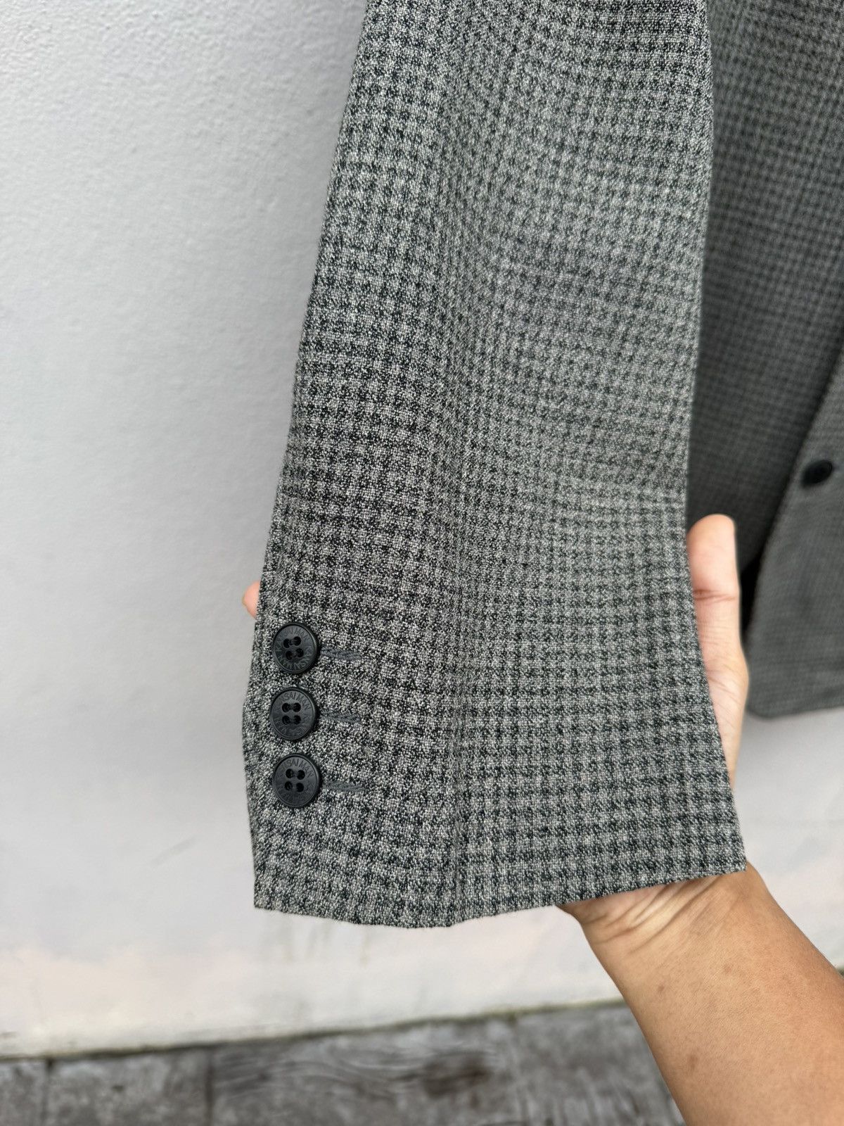 Kansai Yamamoto Vintage 90s KANSAI MAN Wool Blended Small Checked Blazer Size 42S - 11 Thumbnail