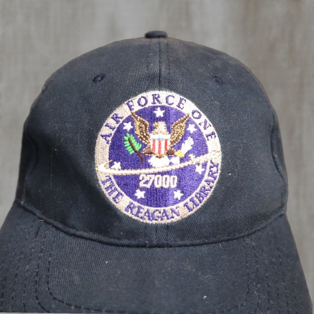 Vintage Navy Adjustable Baseball Cap Hat Adult Reagan Library Air Force One Strapback Size ONE SIZE - 1 Thumbnail