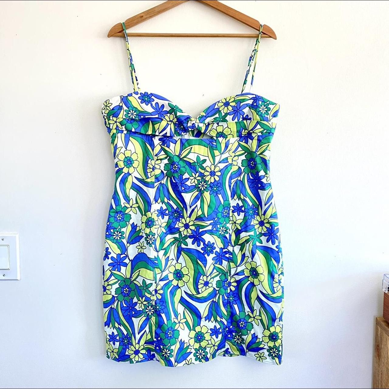 Vintage RETRO MINI DRESS 70S FLORAL MINI CUTOUT DRESS SIZE LARGE XL Size L / US 10 / IT 46 - 2 Thumbnail