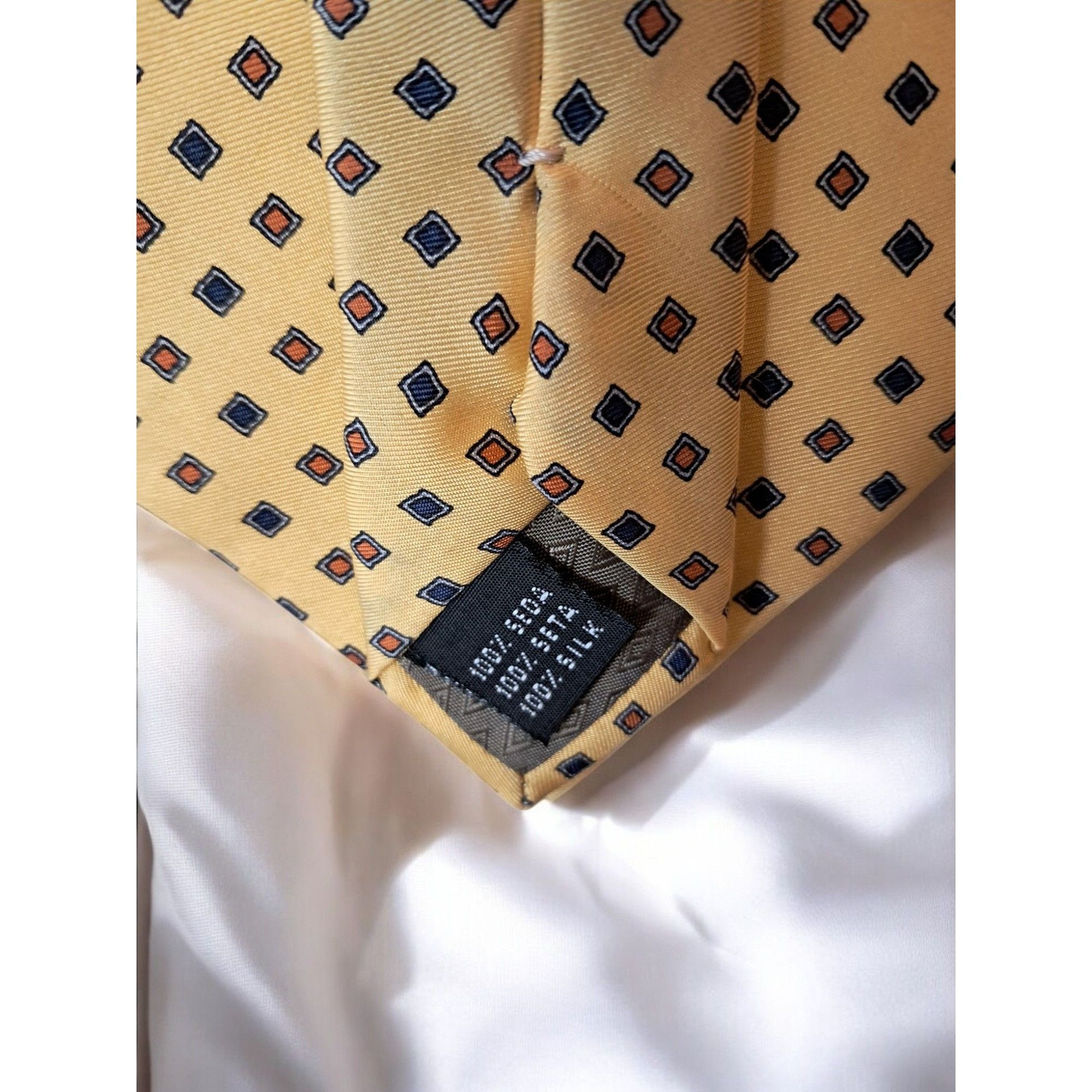Vintage Antiche Seterie Fiorentine Luxury 100% Silk Tie - Yellow wit Size ONE SIZE - 10 Thumbnail