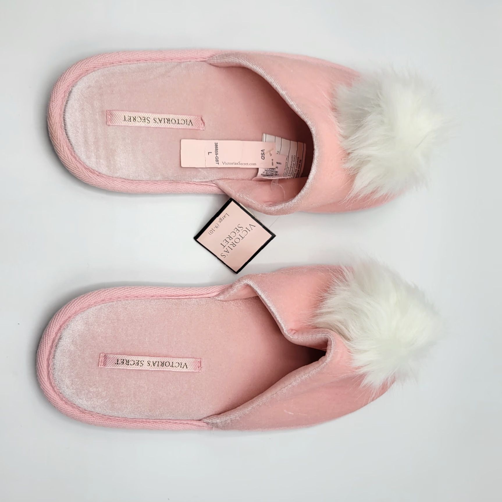 Victoria's Secret VINTAGE VS Victoria's Secret Slippers Women Pink 9-10 Pom Pom Spa Slippers Pink Womens Size ONE SIZE - 2 Thumbnail
