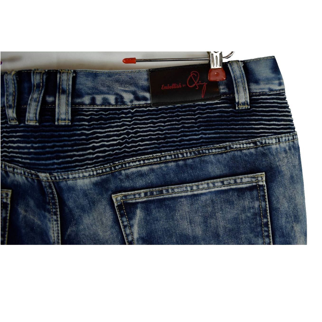 Embellish Embellish Mens 38 x 34 Distressed Blue Biker Jeans Size US 38 / EU 54 - 7 Thumbnail