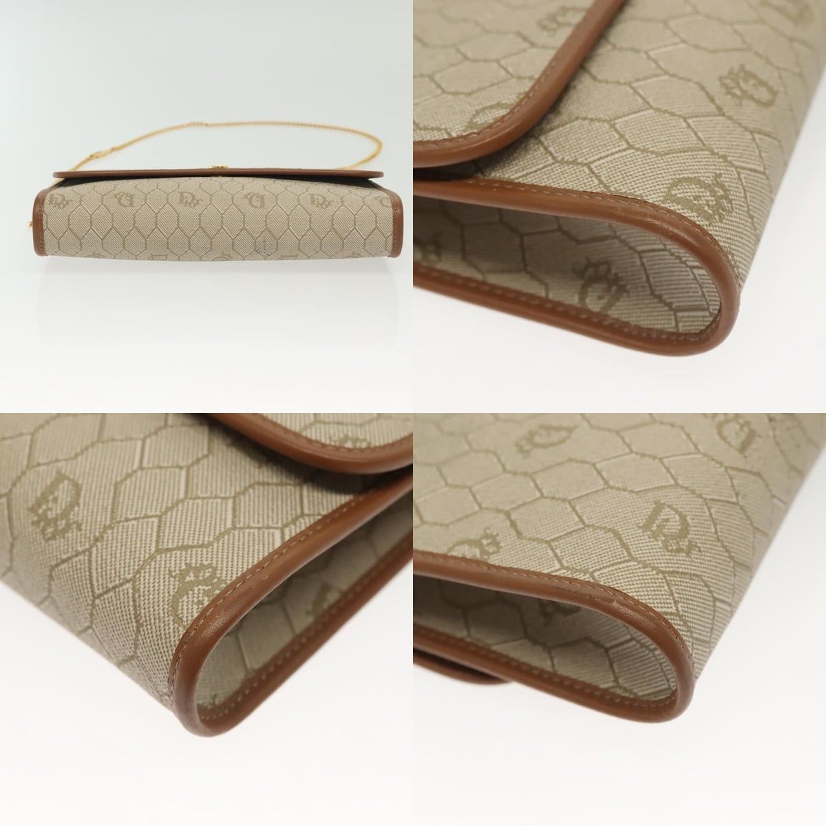 Dior DIOR Honeycomb Canvas Chain Shoulder Bag Pvc Beige Gold Size ONE SIZE - 10 Thumbnail