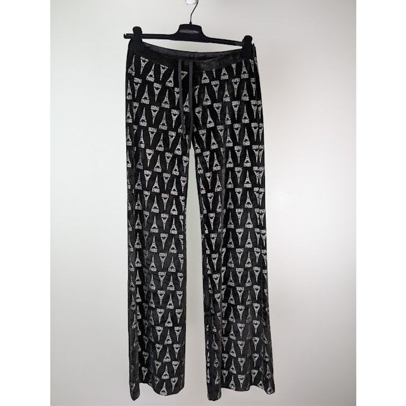 Balenciaga o1rshd1 Eiffel Tower Strass Velvet Elastic Pants in Black Size 30" / US 8 / IT 44 - 1 Thumbnail