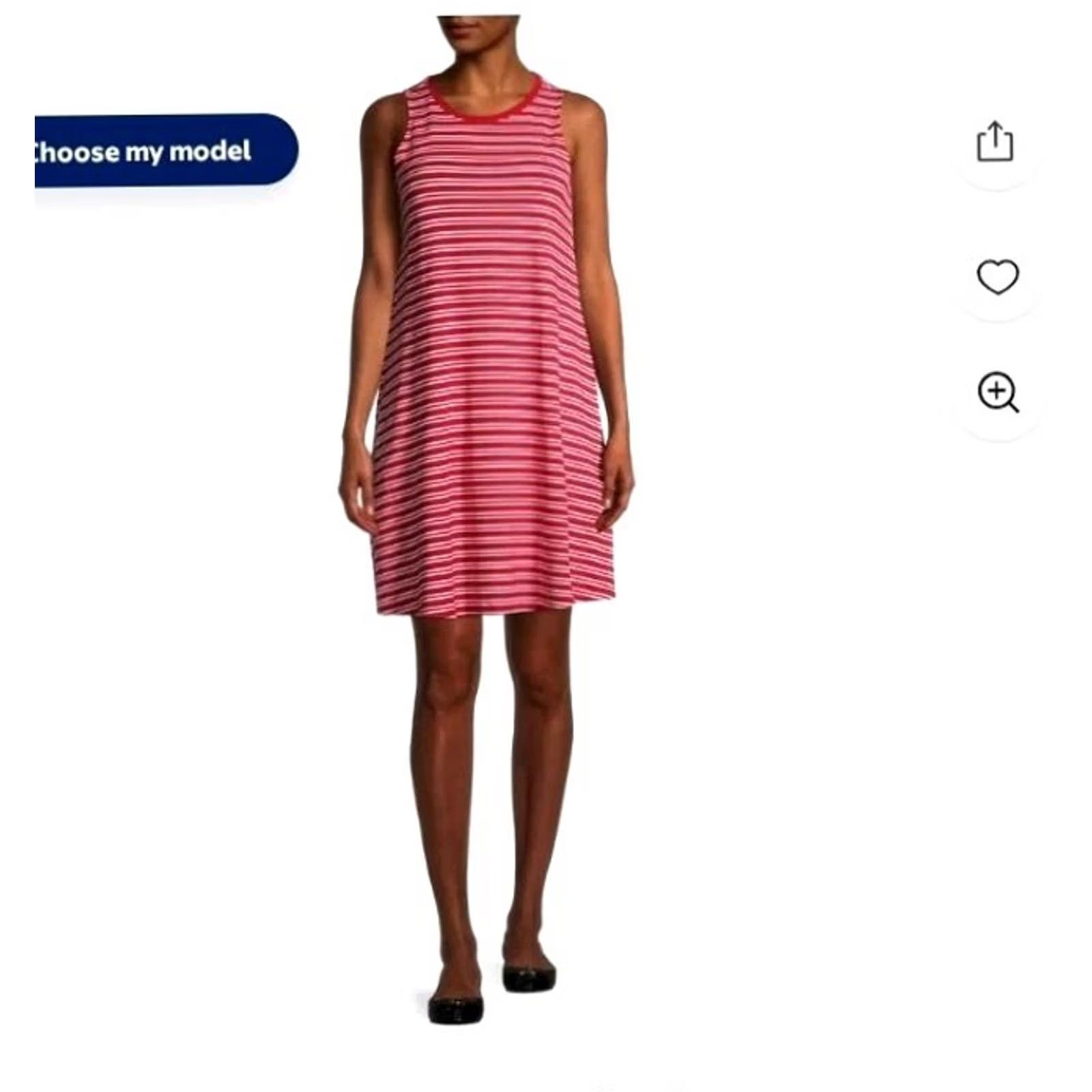 Vintage VINTAGE Time & Tru M Red and white striped ringer neck knit sheath dress POCKETS Women's XL Midi Knee Length Crew Neck Sleeveless Knit Dress Size XL / US 12-14 / IT 48-50 - 2 Thumbnail