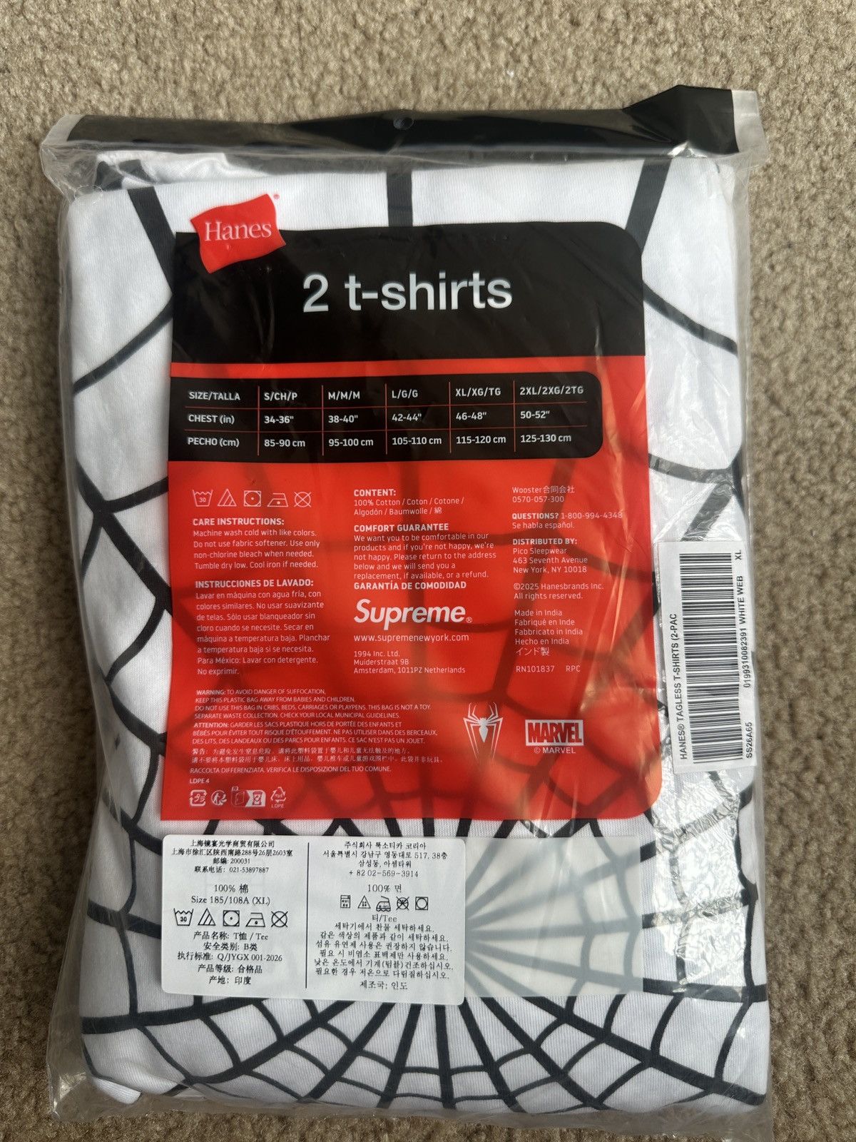 Supreme (NEW) SupremeHanesSpider-ManTaglessTees(2Pack)(SizeXL,White) Size US XL / EU 56 / 4 - 2 Thumbnail