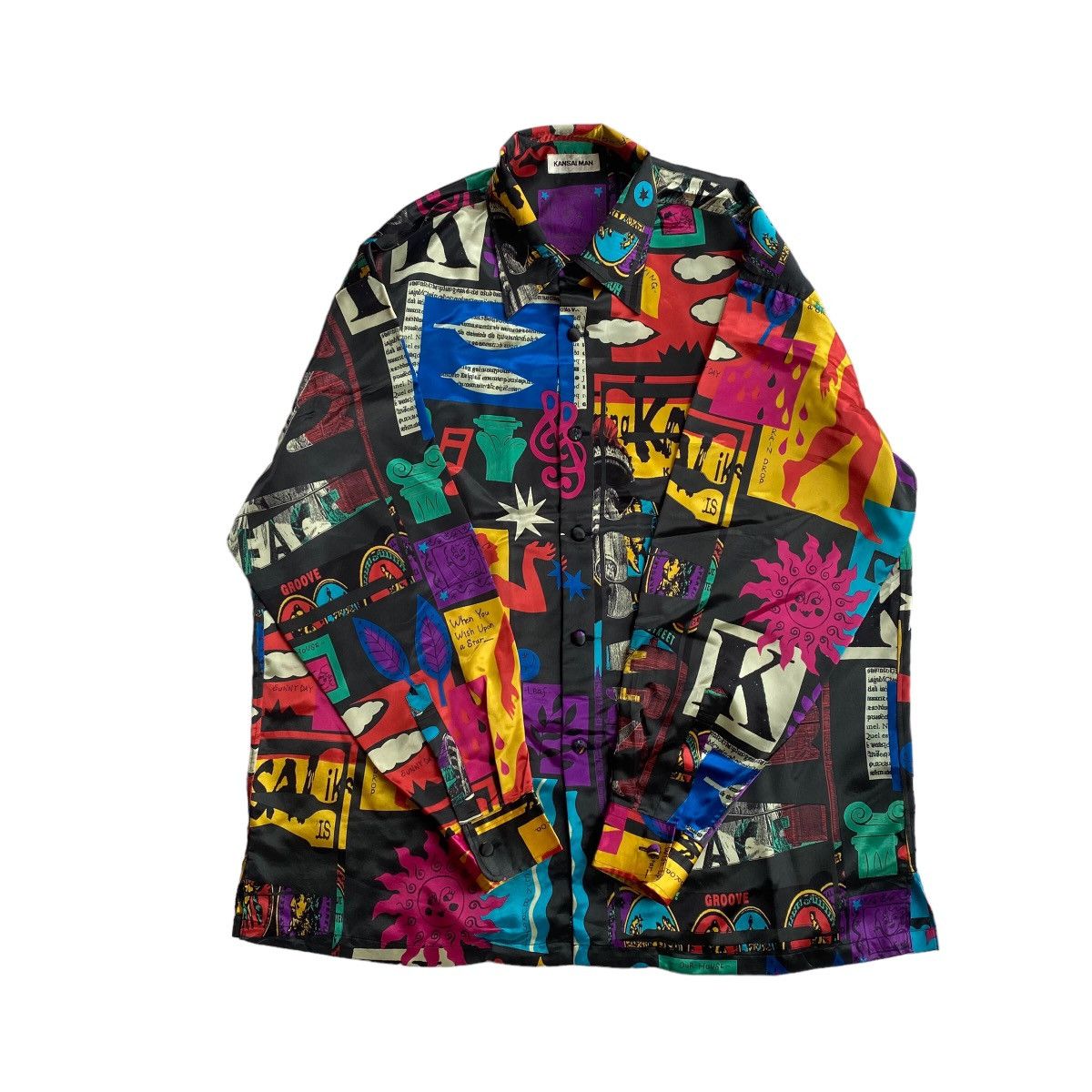 Kansai Yamamoto Rare Vintage 90s Kansai Man Allover Print Silk Shirt Size US L / EU 52-54 / 3 - 4 Thumbnail