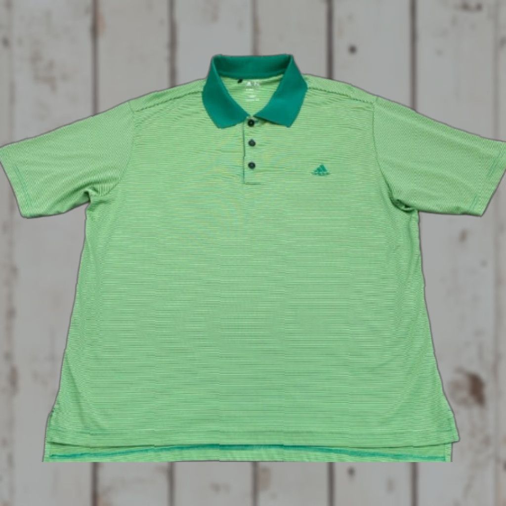 Adidas Adidas Climacool Short Sleeve Polo Shirt Mens Large Green Striped 5849 Size US L / EU 52-54 / 3 - 1 Thumbnail