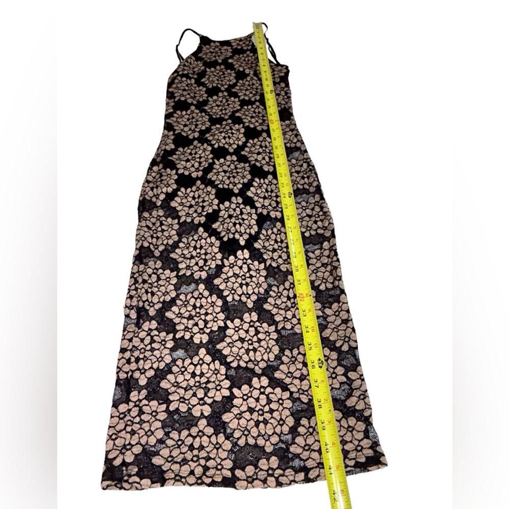 Blanc Noir blanc l Tan Black Lace Floral Bodycon Dress Small Size S / US 4 / IT 40 - 3 Thumbnail