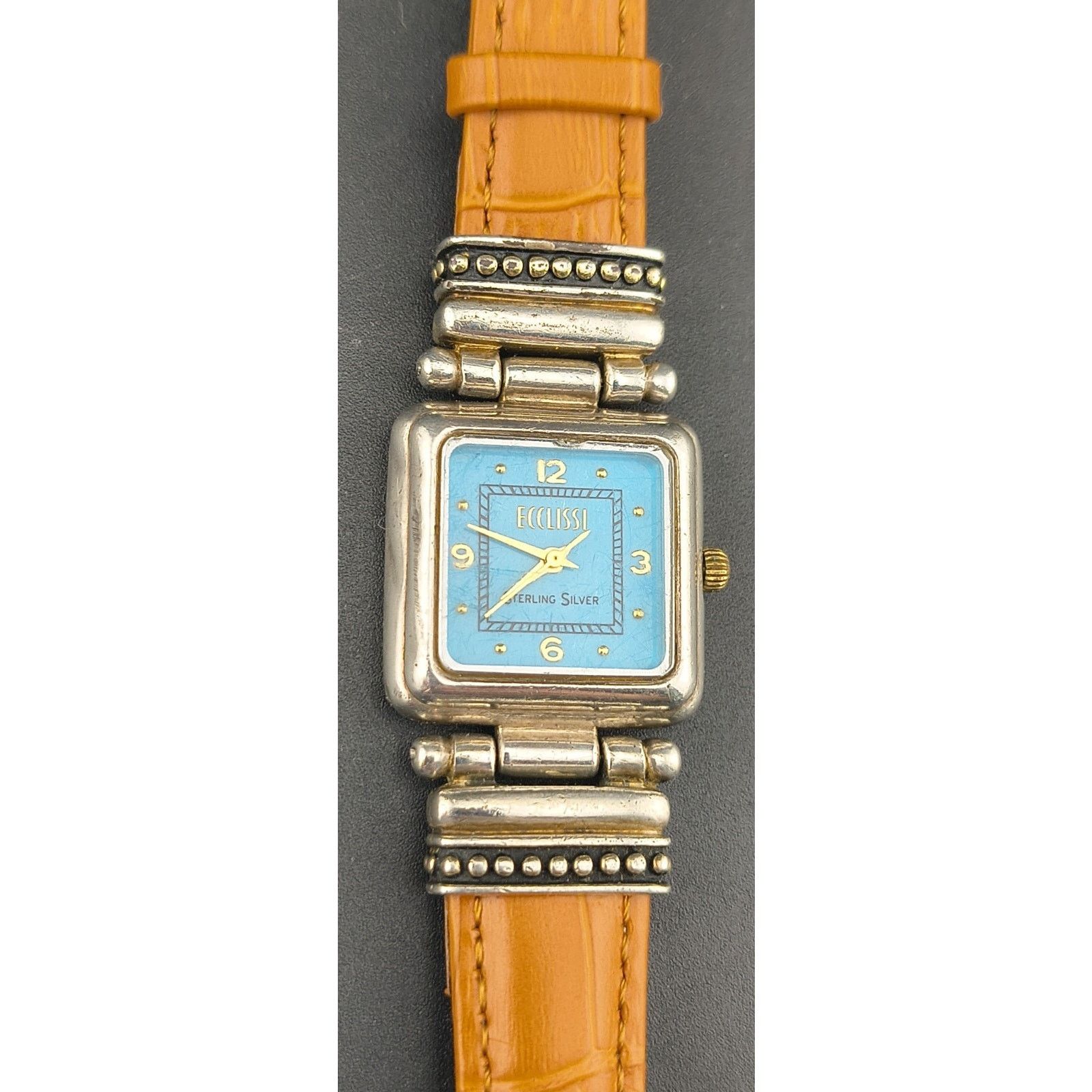 Ecclissi Sterling Silver Watch Turquoise Dial Square Case display picture 3