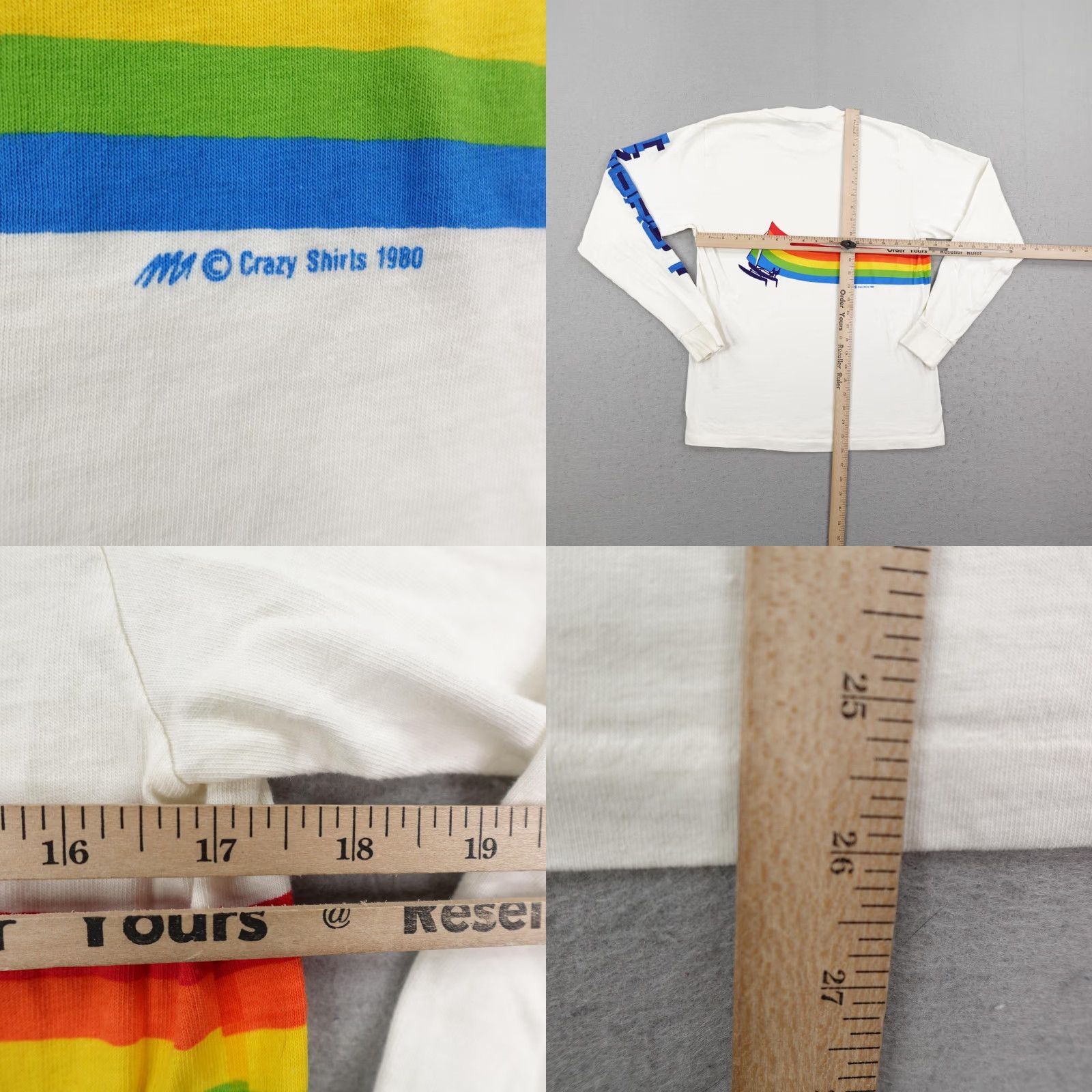 Vintage VINTAGE Crazy Shirts T-Shirt Mens Medium White Rainbow Sailboat 80s Graphic Beach Nautical Size US M / EU 48-50 / 2 - 8 Thumbnail