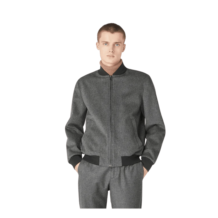 Loro Piana o1w1db10725 FAM5076 LP Ivy Bomber Jacket in Gray Melange Size US L / EU 52-54 / 3 - 2 Thumbnail