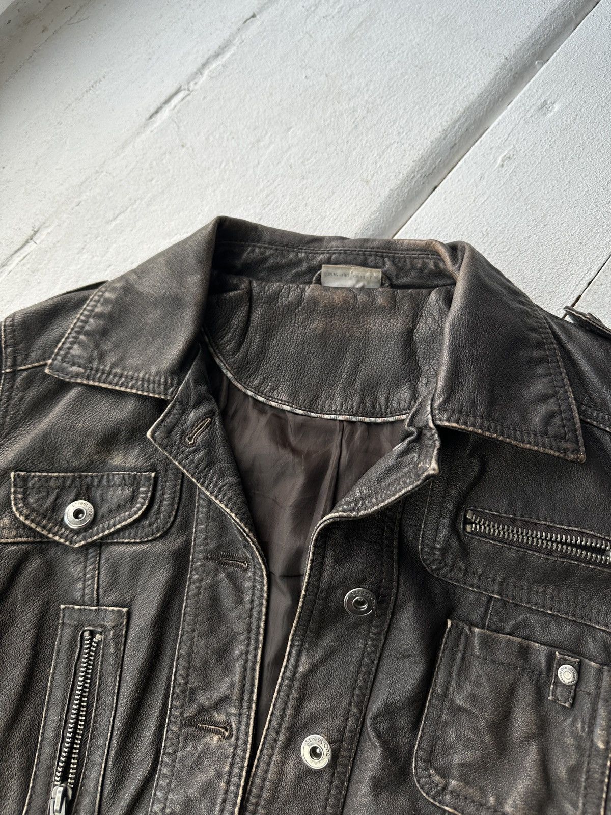 Other 🚨Y2K RICK OWENS TYPE DIRTY SLIM FIT ZIP LEATHER JACKET Size M / US 6-8 / IT 42-44 - 4 Thumbnail