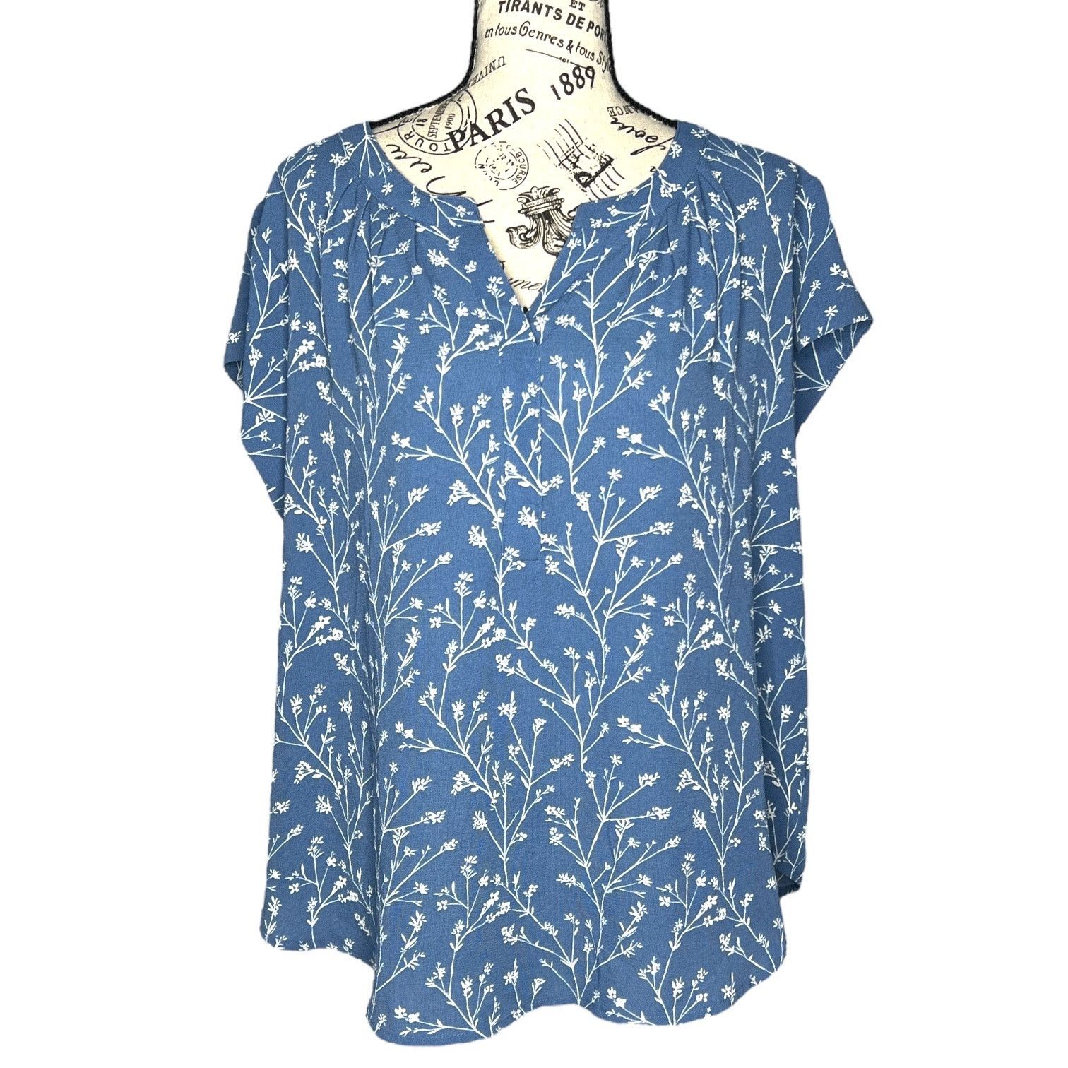 Other Morey Split Neck Short Sleeve Blouse - Stitch Fix Crepe Top Size XXL / US 16-18 / IT 52-54 - 1 Thumbnail