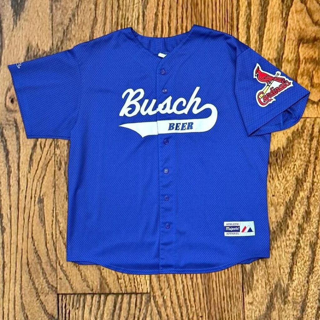 Majestic Vintage 90’s Busch Beer St. Louis Cardinals Baseball Jersey Size US XL / EU 56 / 4 - 1 Thumbnail