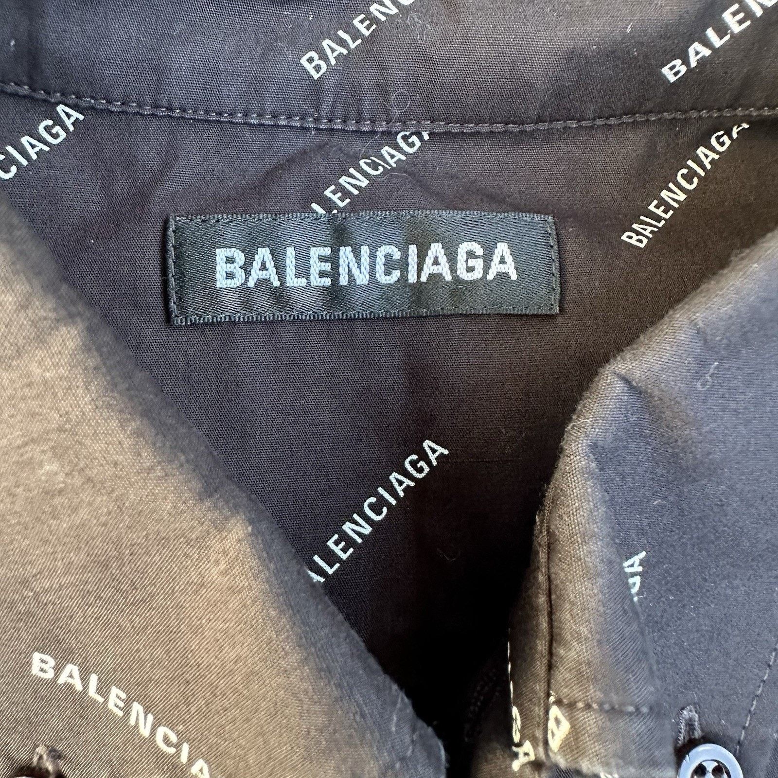 Balenciaga Balenciaga All Over Print Short Sleeve Black Shirt Sz 38 Size US M / EU 48-50 / 2 - 4 Thumbnail