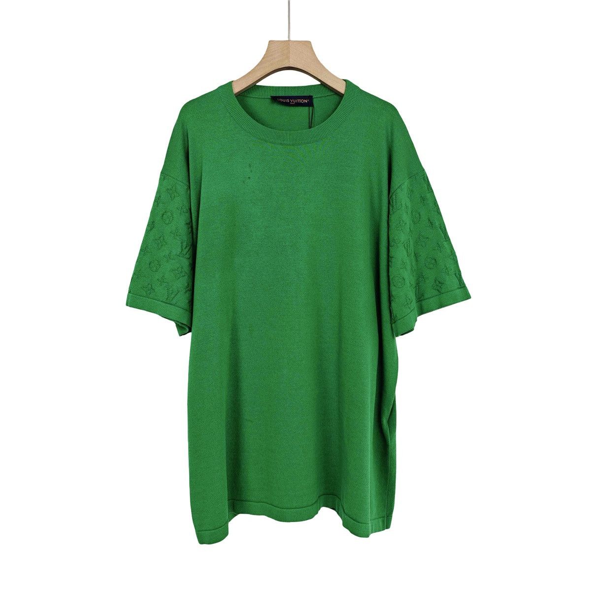Louis Vuitton Louis Vuitton Green Monogram Sleeve Cotton Knit T-Shirt Size US XXL / EU 58 / 5 - 1 Thumbnail