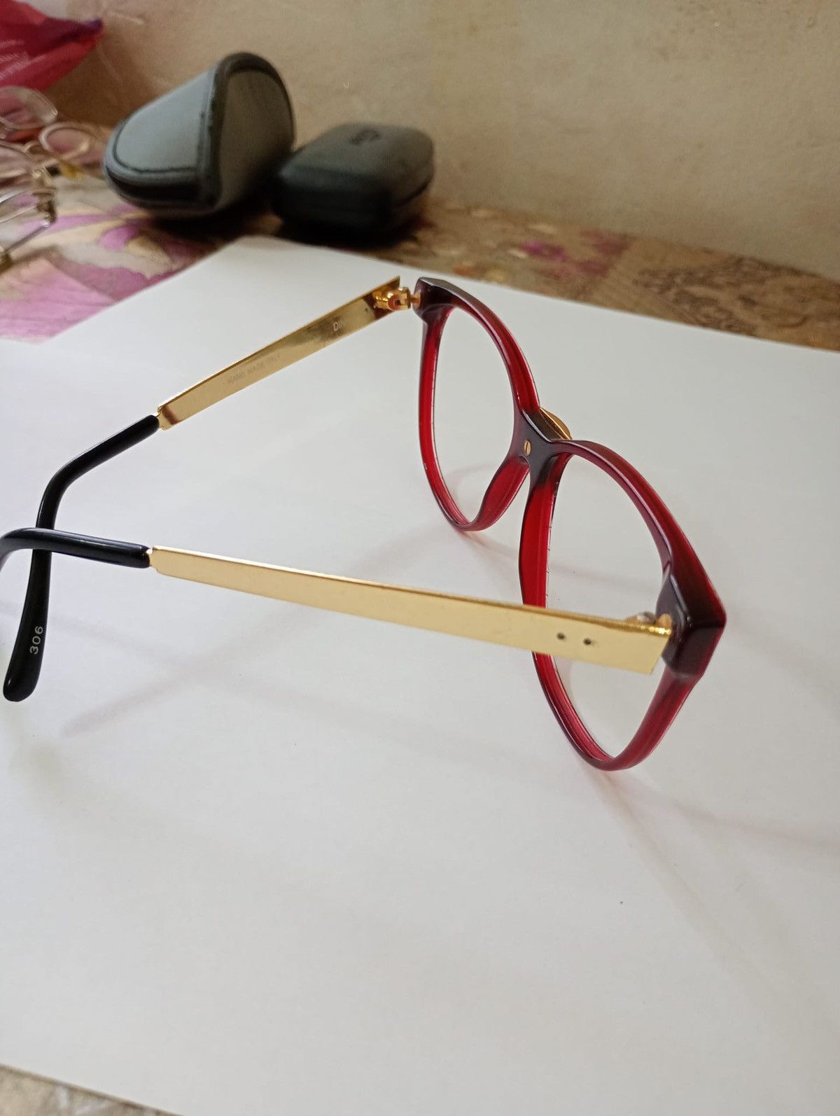 Other Sandra Gruber Vintage Cat Eye Eyeglass Frames Red Gold Italy Size ONE SIZE - 3 Thumbnail