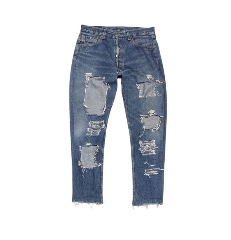 Levi's Vintage Levis 501 Blue Jeans Distressed Nice Design Size US 33 - 1 Thumbnail