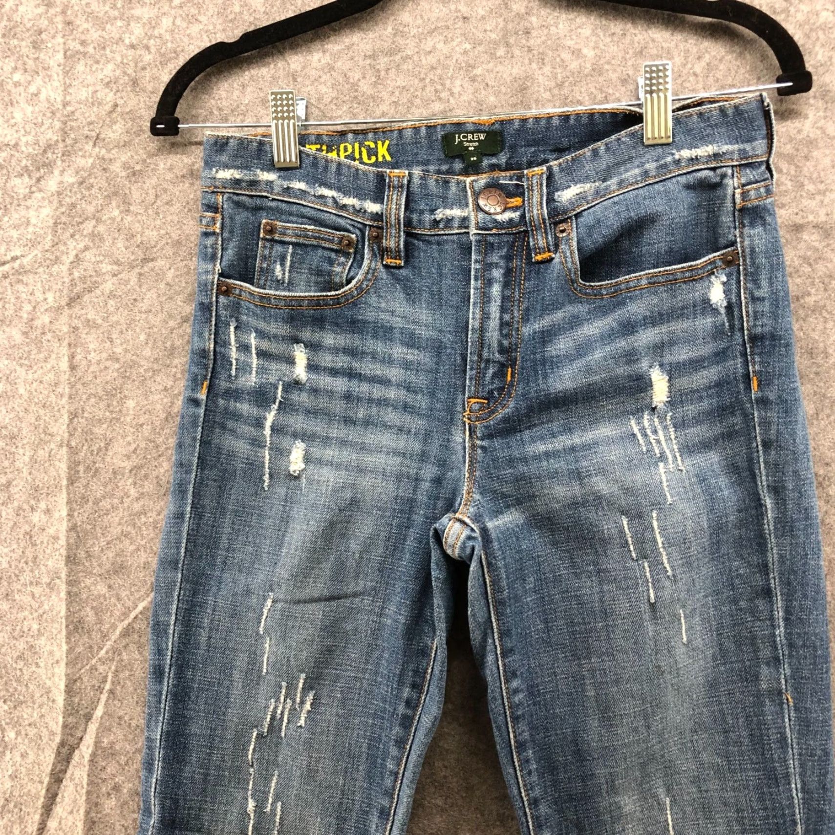 J.Crew J. Crew Toothpick Skinny Jeans Womens 26 Blue Medium Wash Distressed Low Rise Stretch Size 26" / US 2 / IT 38 - 3 Thumbnail