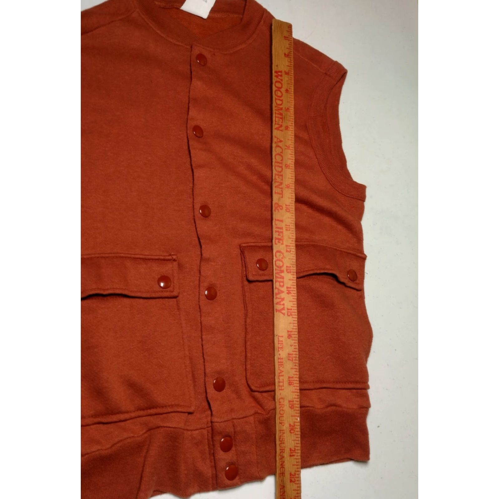 Rusty VINTAGE Unbranded Cotton Sweatshirt Vest Men Medium Rust Orange Snap Closure Retro Sporty Size US M / EU 48-50 / 2 - 3 Thumbnail