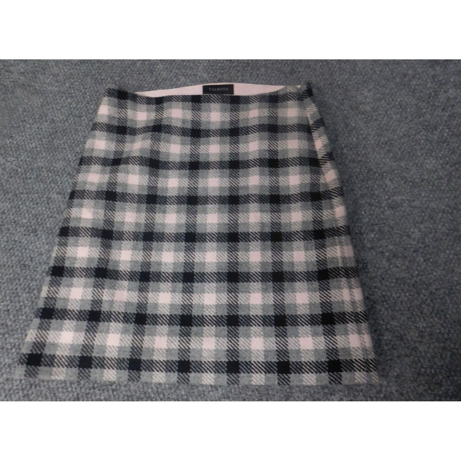 Talbots Talbots Skirt A-Line Womens Picasso Gray 4 Petite Knit Zipper Knee Length Plaid Lined Zip Baggy? Size 27" / US 4 / IT 40 - 2 Thumbnail