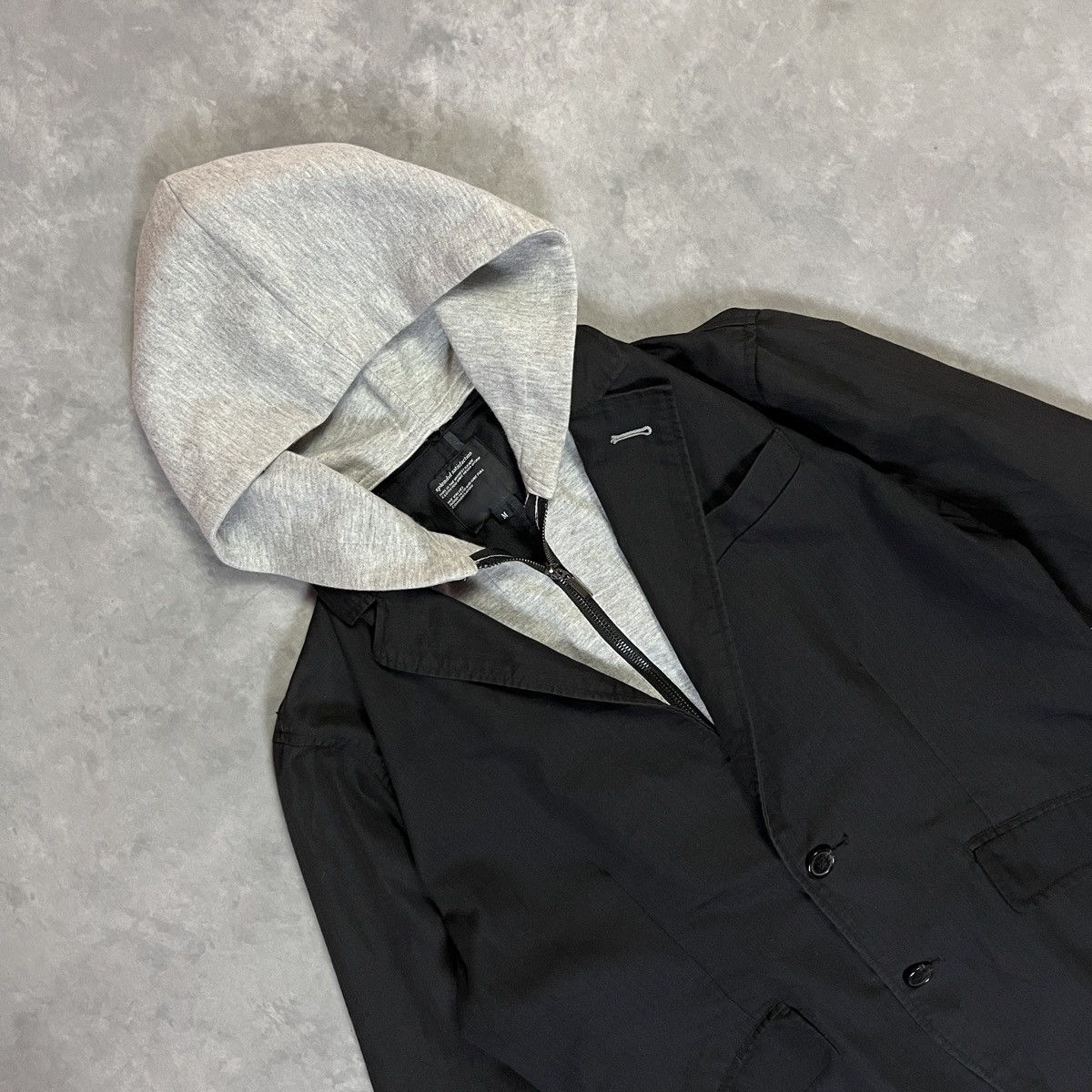14th Addiction Hooded Layered Blazer Jacket Black Minimal Streetwear Japan Size 40R - 2 Thumbnail
