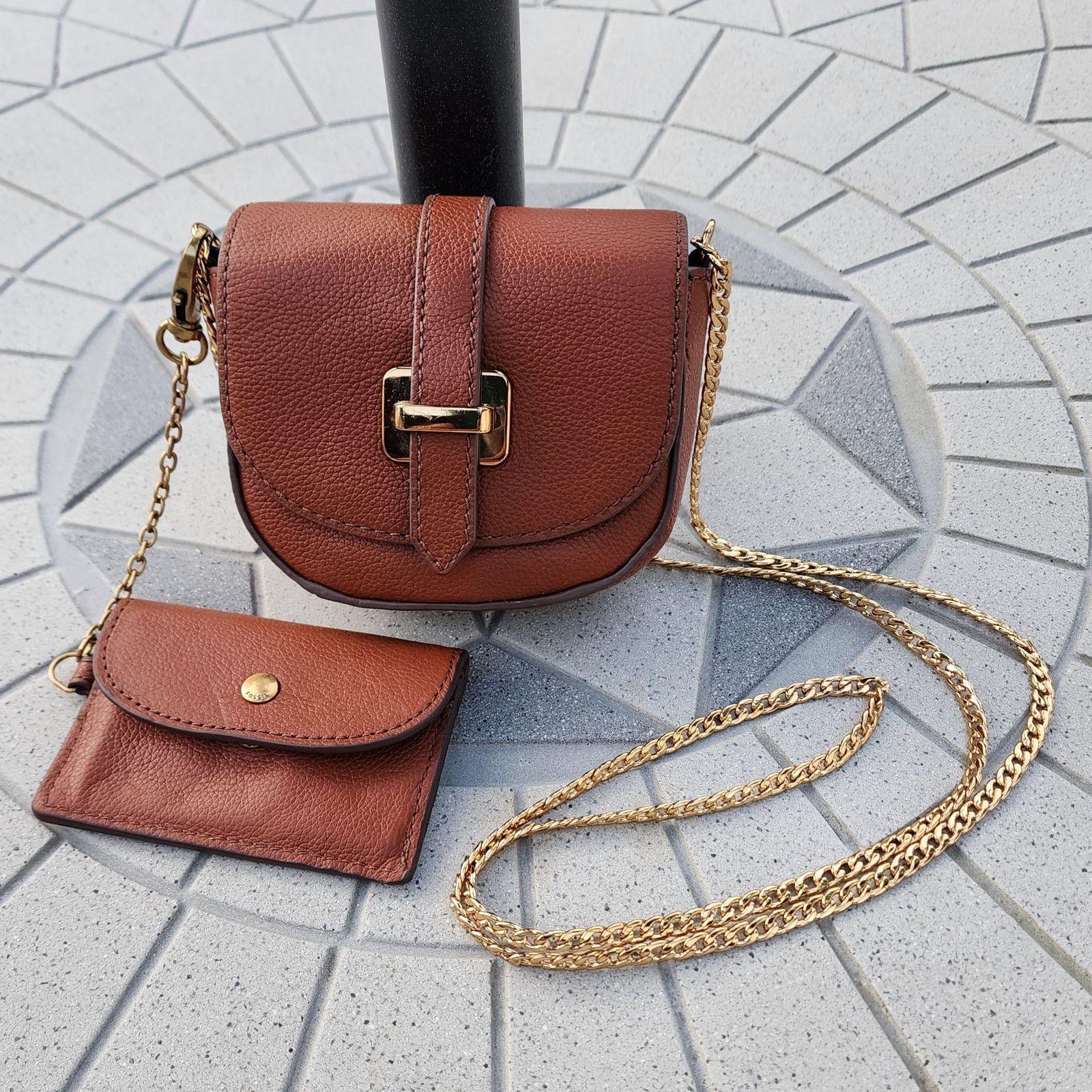 Fossil Fossil Emery Genuine Leather Micro Crossbody Bag Wallet Set Size ONE SIZE - 14 Thumbnail
