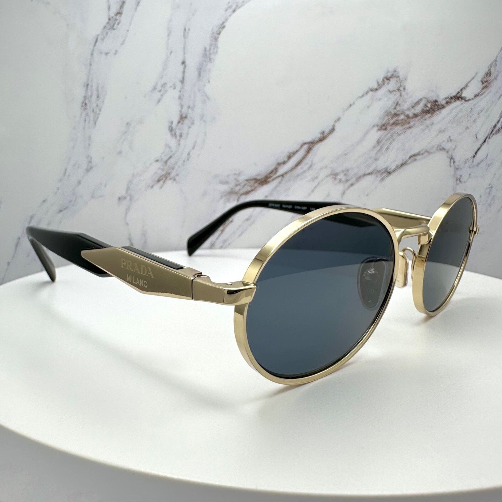 Prada New PRADA Sunglasses Metal Oval Black PRADA Symbole Logo Size ONE SIZE - 22 Thumbnail