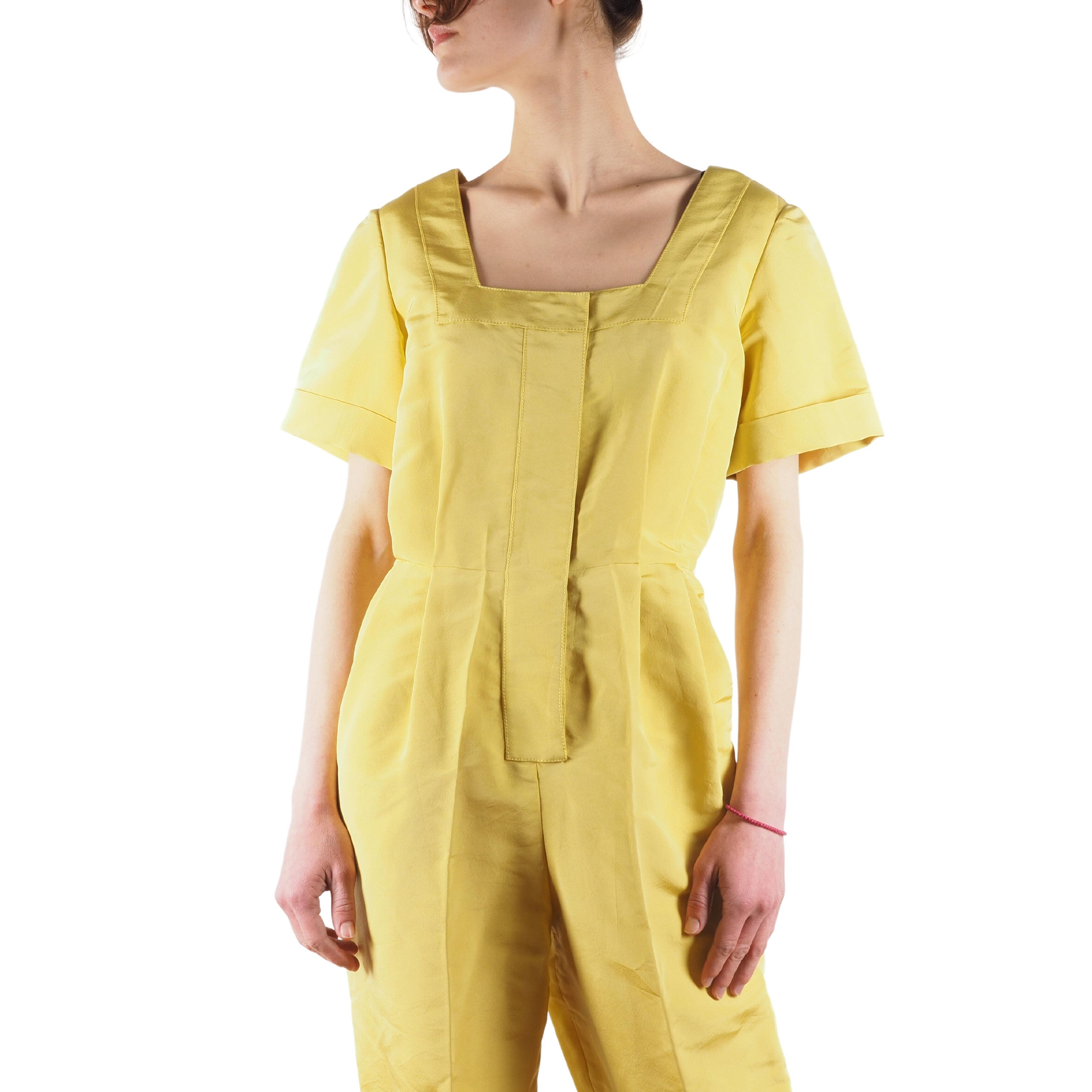 Oscar De La Renta Oscar de la Renta Vintage Yellow Silk Jumpsuit Size 28" / US 6 / IT 42 - 1 Thumbnail