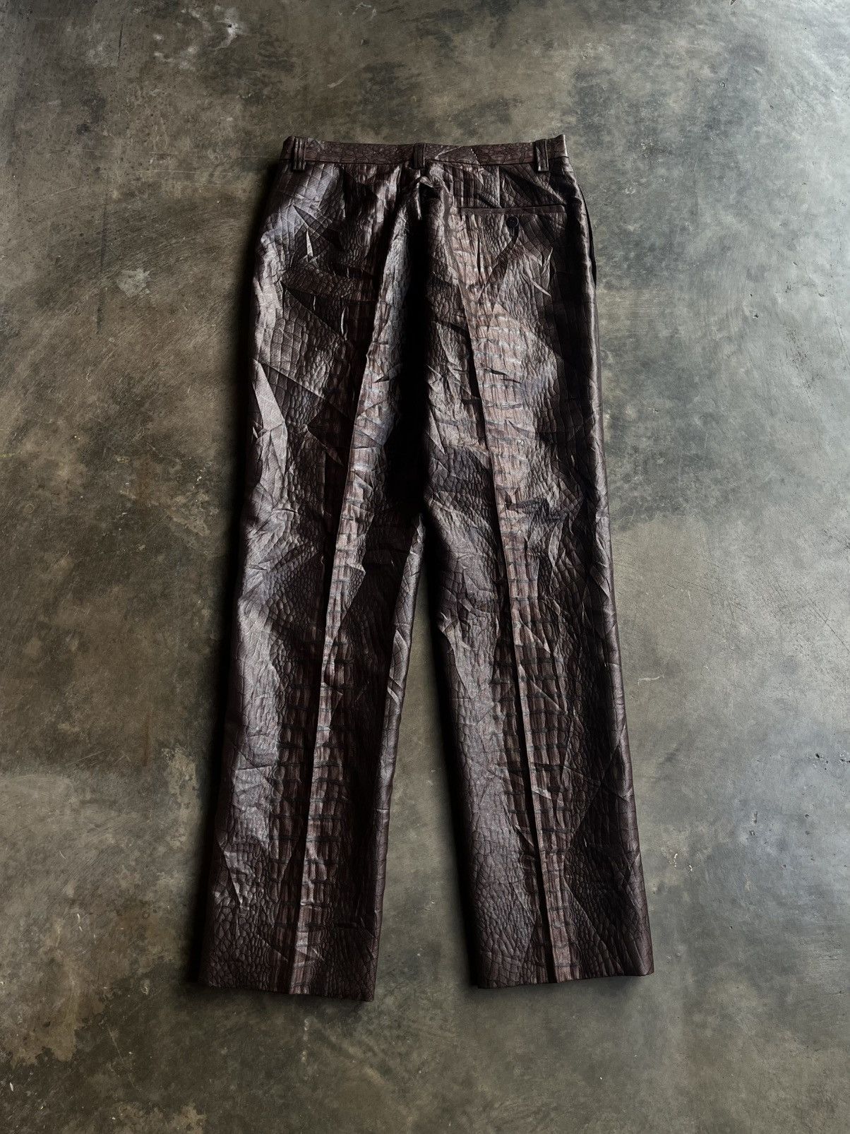 Jean Paul Gaultier JEAN PAUL GAULTIER HOMME JPG CROCODILE LEATHER EFFECT PANTS Size US 30 / EU 46 - 2 Thumbnail