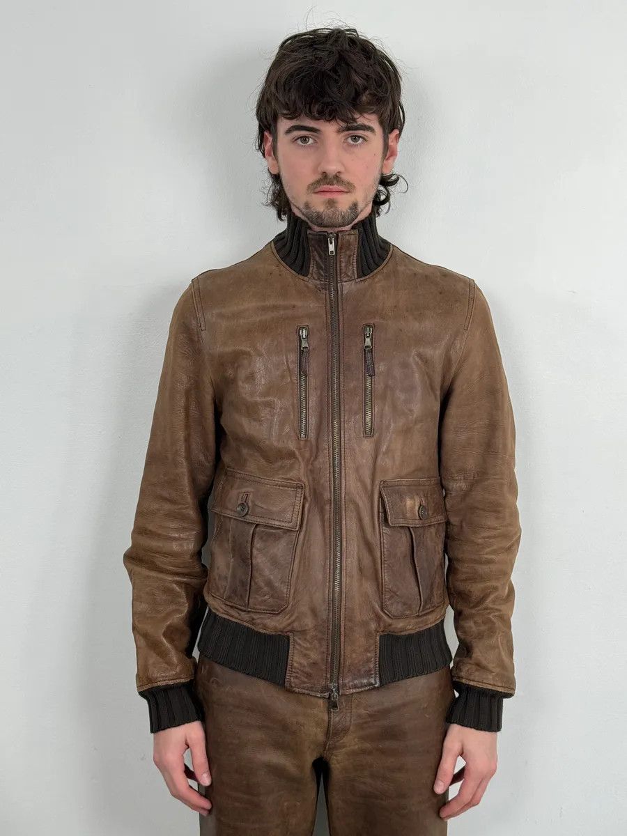 Daniele Alessandrini 2000s Daniele Alessandrini Brown Leather Jacket Size US M / EU 48-50 / 2 - 2 Thumbnail