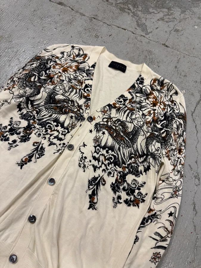 Designer × John Richmond × Vintage 2000s Richmond Dragon Fantasy White Cardigan Size US S / EU 44-46 / 1 - 4 Thumbnail