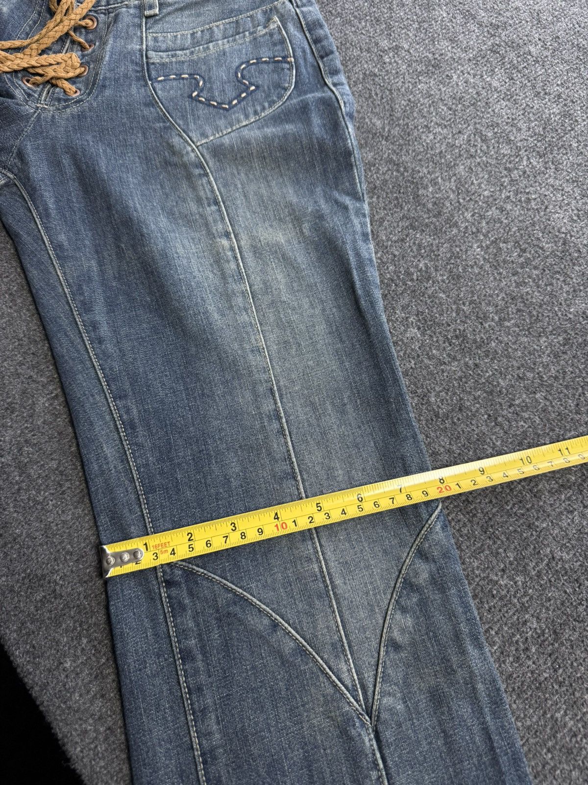 Guess Archive Y2K Guess Western USA Retro 00s Lace Up Denim Jeans Size 28" / US 6 / IT 42 - 22 Thumbnail