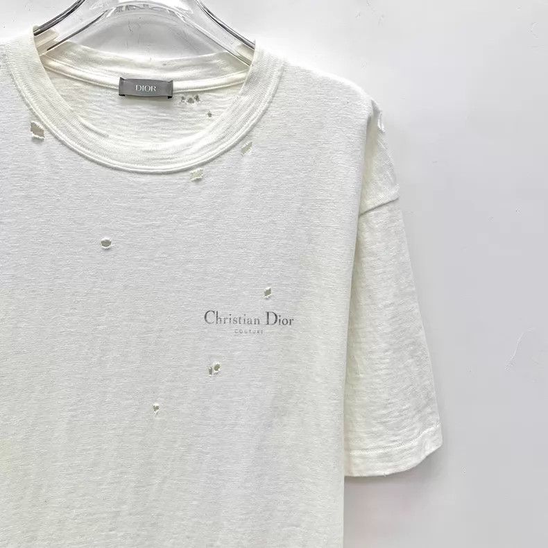 Dior Dior White hole design cotton round-neck short-sleeved T-s Size US M / EU 48-50 / 2 - 3 Thumbnail