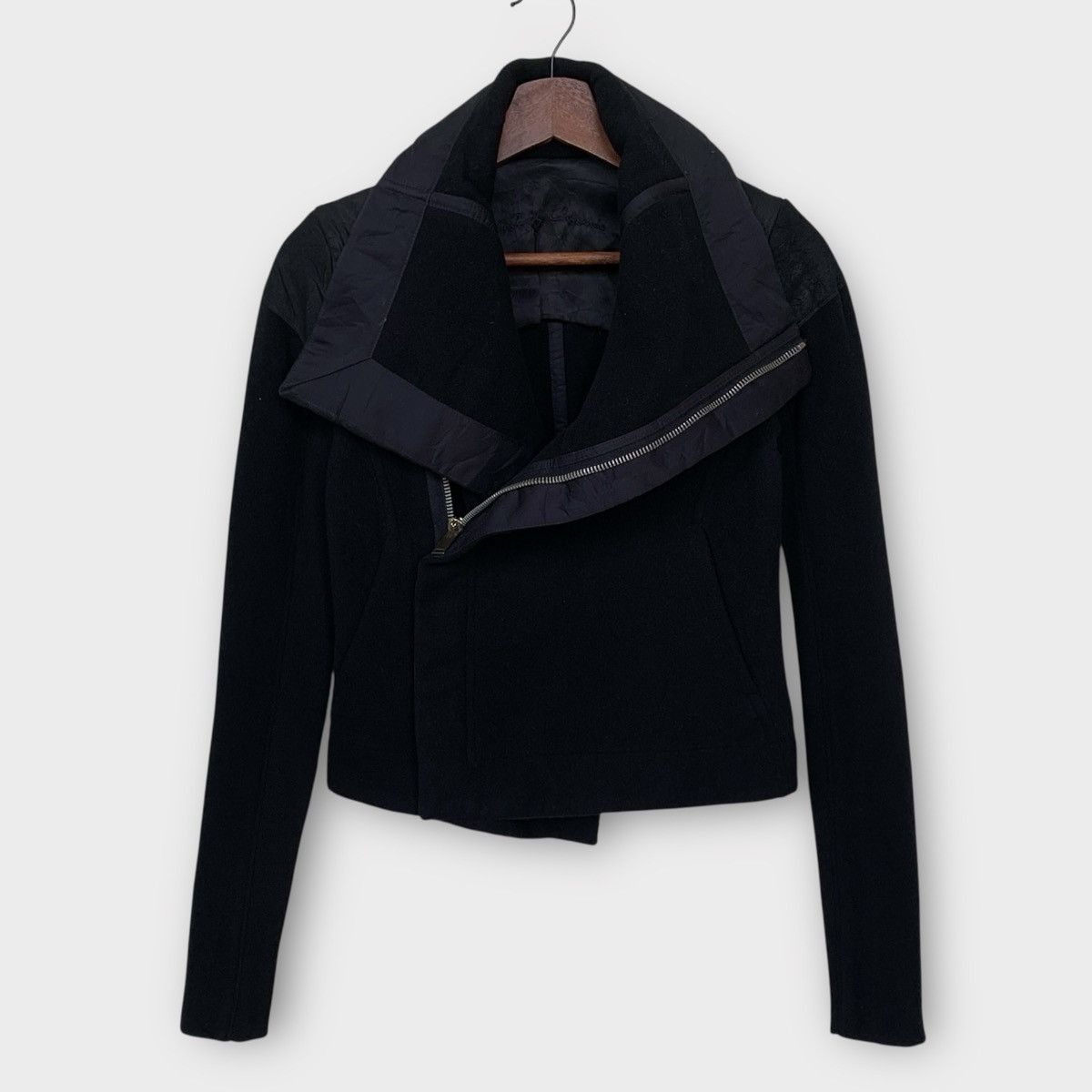 Rick Owens RICK OWENS WOOL BIKER JACKET + SHOULDER AREA SHEEPSKIN Size XS / US 0-2 / IT 36-38 - 5 Thumbnail