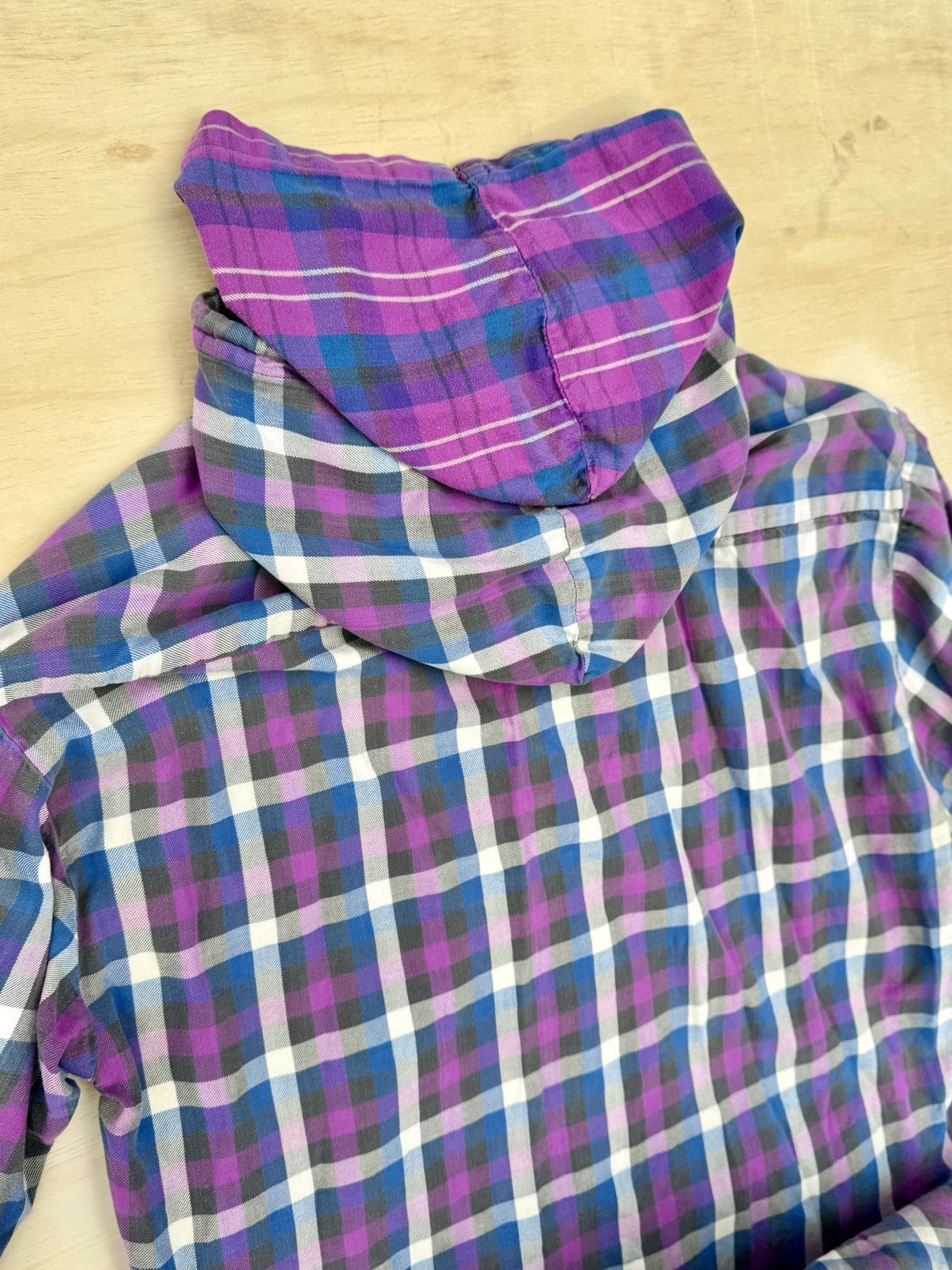 Lil Yachty × Vintage Vintage 90’s Retro Plaid Double Hood Flannel Hoodie Shirt Size US L / EU 52-54 / 3 - 11 Thumbnail