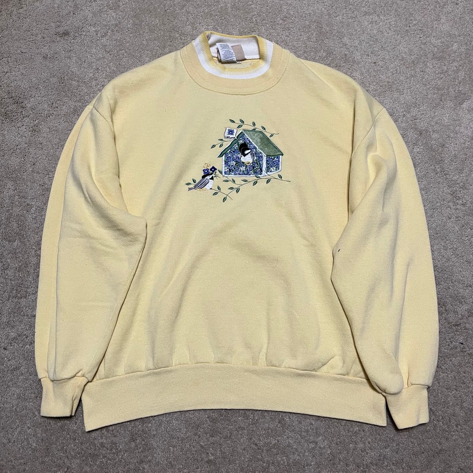 Other Vintage Top Stitch Birds in Birdhouse/Nature Yellow Crewneck Size US XL / EU 56 / 4 - 1 Thumbnail