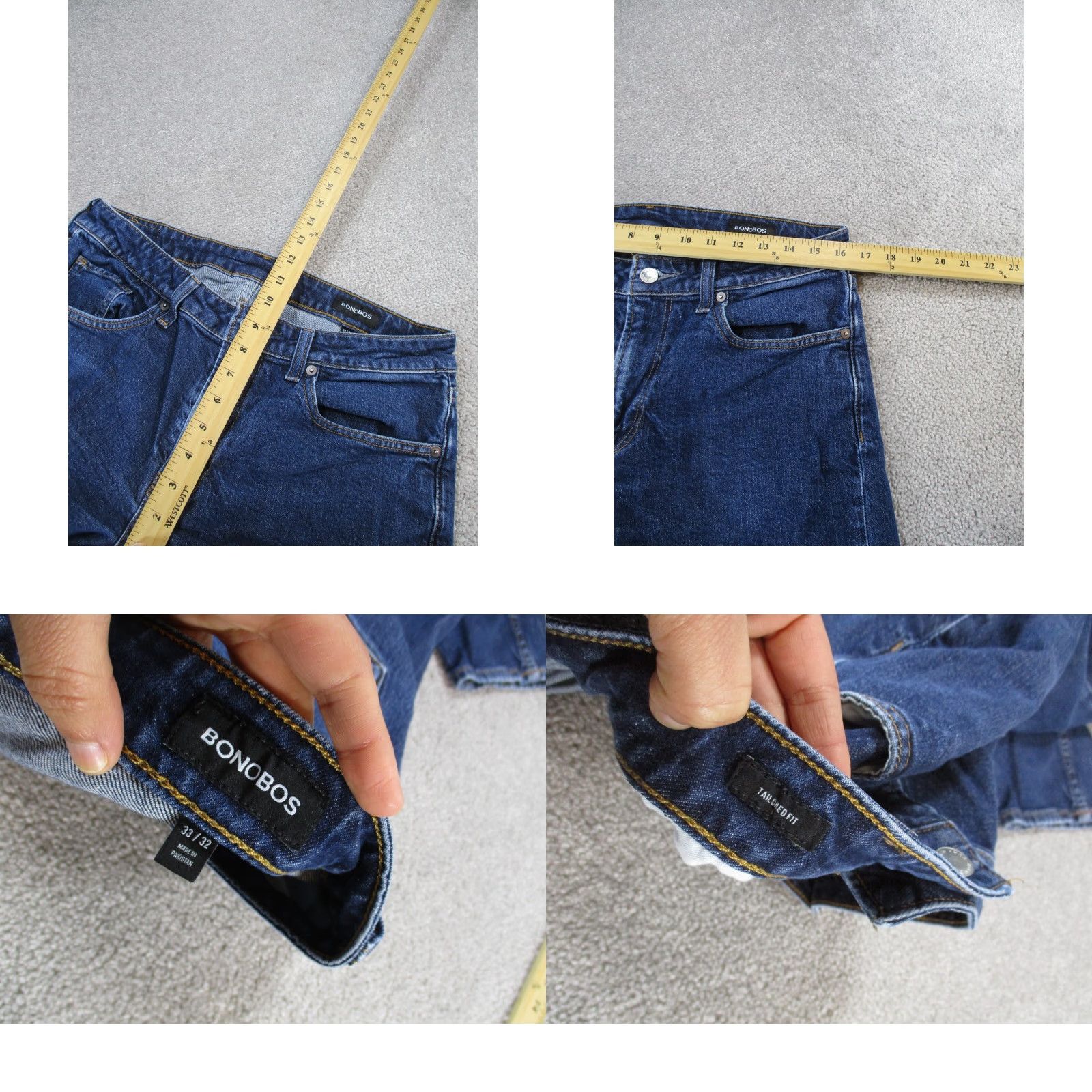 Bonobos Bonobos Jeans Mens 33 Dark Wash Denim Tailored Fit 33X30 * Solid Zip Dark Denim Bonobos Jeans 33 Regular Men XS? Size US 33 - 8 Thumbnail