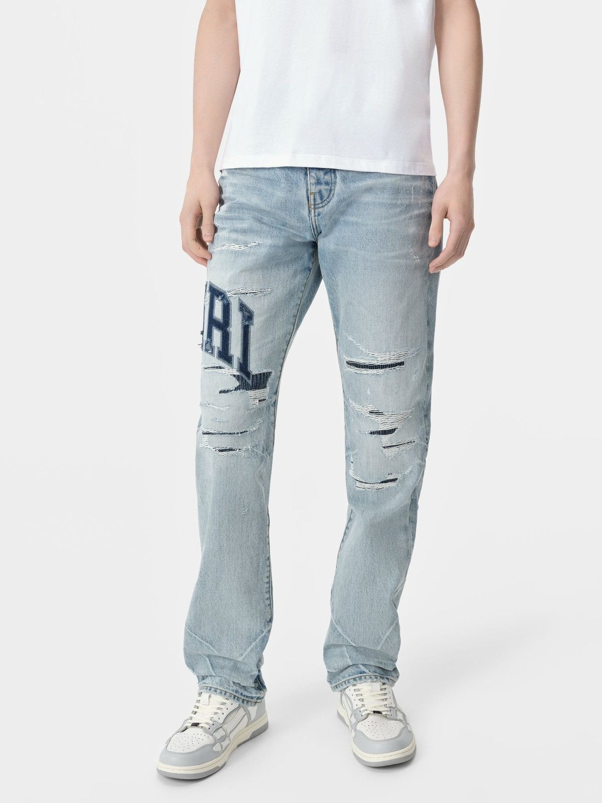 Amiri Amiri Varsity Logo Repair Straight Jeans Size US 30 / EU 46 - 10 Thumbnail