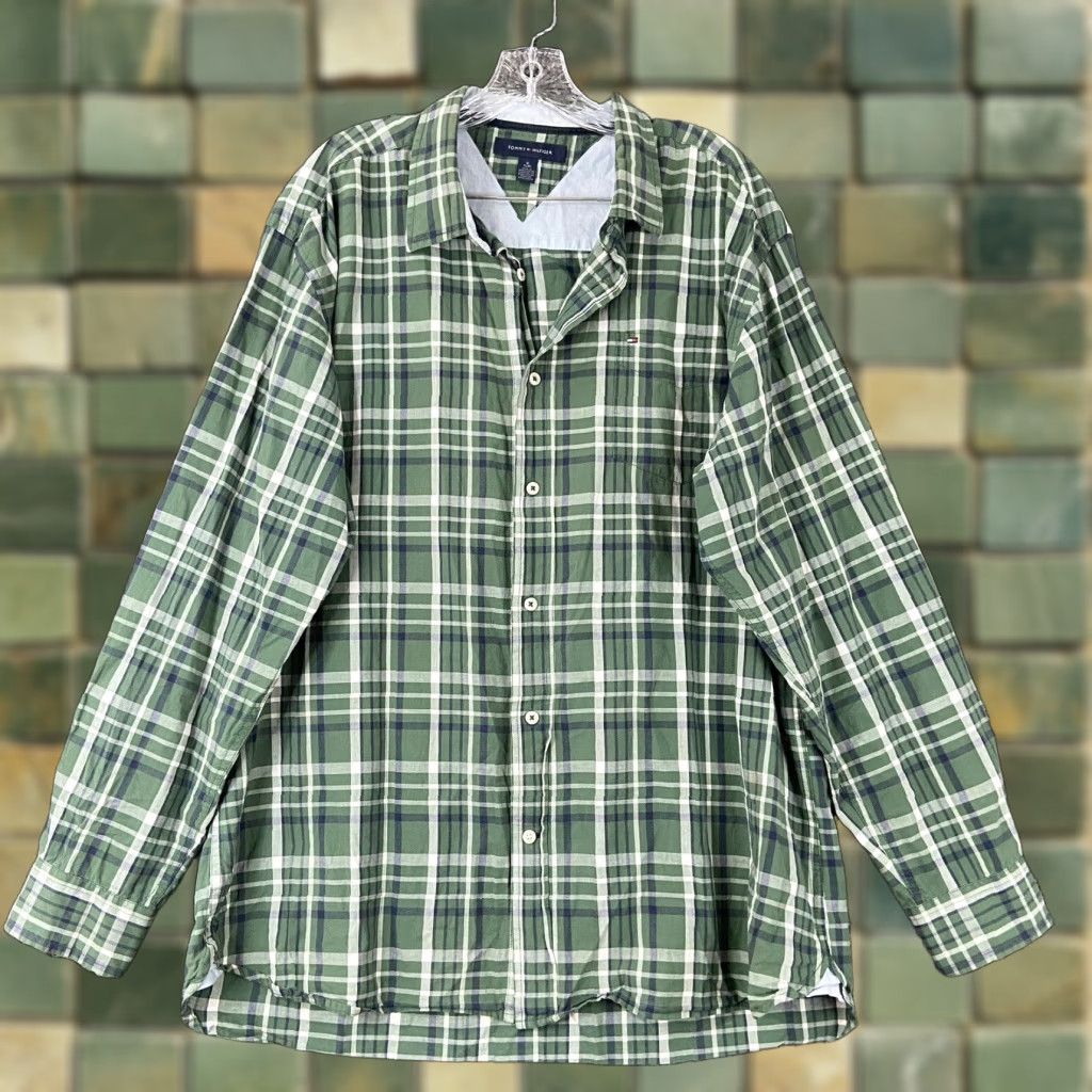 Tommy Hilfiger Tommy Hilfiger Shirt Men XL Green Plaid Button-Up Long Sleeve Mens Size US XL / EU 56 / 4 - 1 Thumbnail
