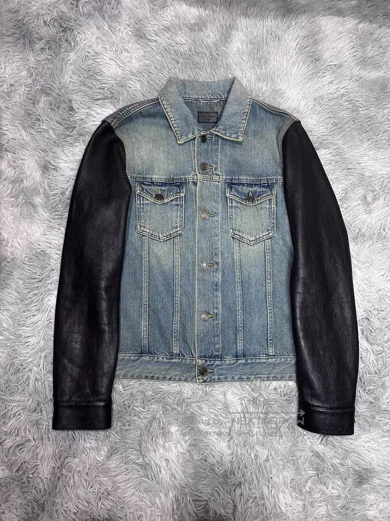 Saint Laurent Paris Saint Laurent Paris Leather Sleeve Denim Jacket i Size US S / EU 44-46 / 1 - 1 Thumbnail