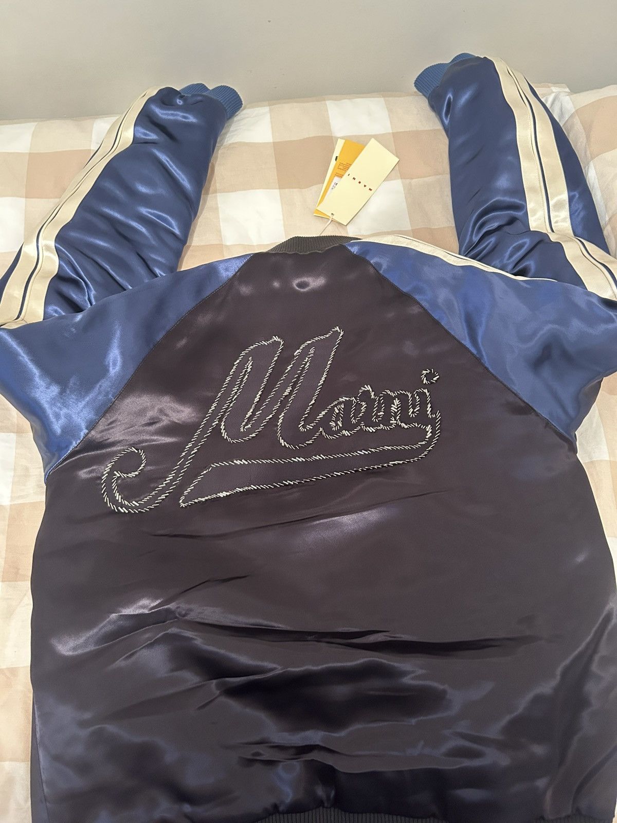 Marni Satin bomber jacket with embroidered logo Size US M / EU 48-50 / 2 - 8 Thumbnail